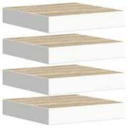 4 pz Scaffali a Parete | Ripiano a parete | Mensole a Parete Rovere e Bianco 23x23,5x3,8 cm in MDF