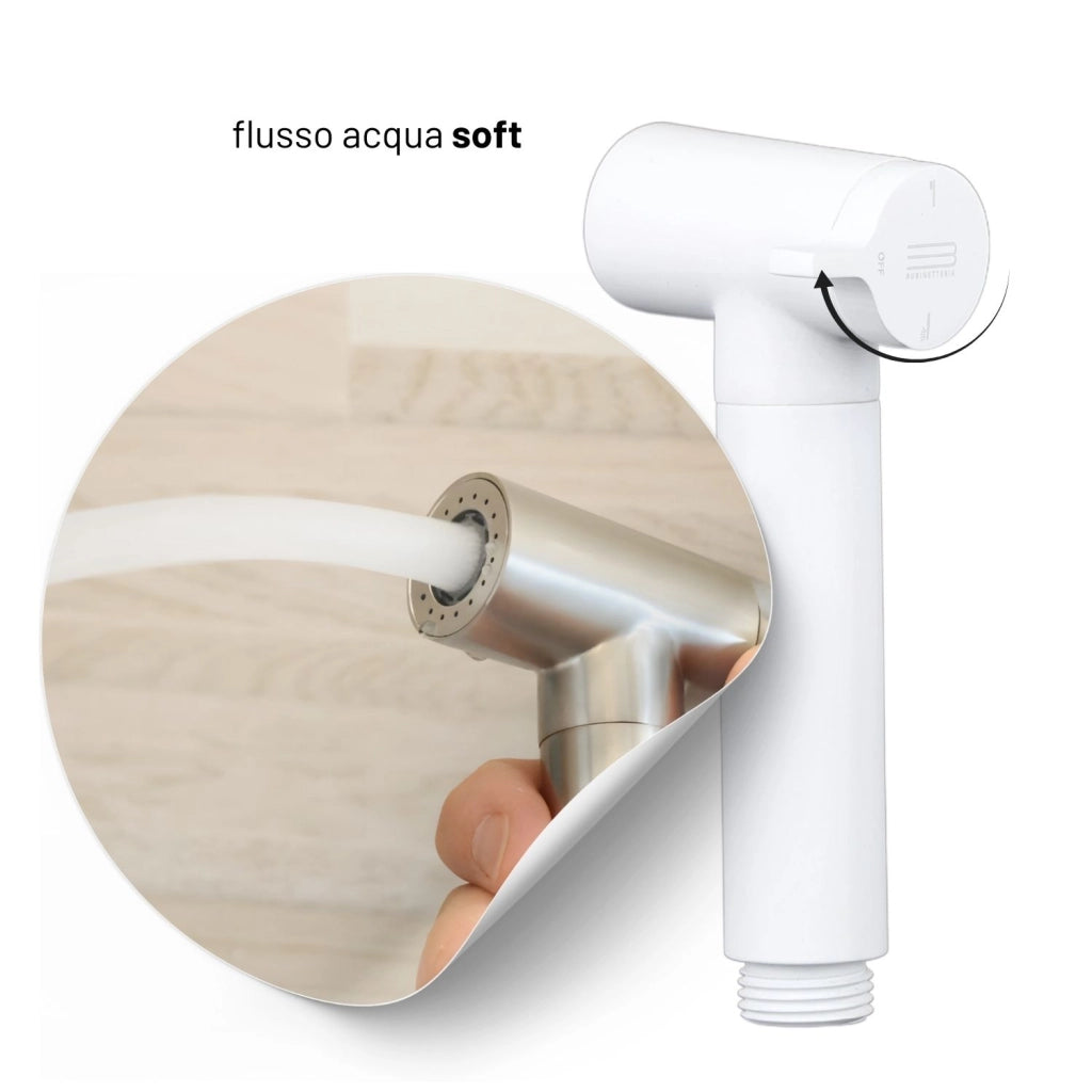 Idroscopino wc doccetta ottone portatile shutoff monogetto con leva ogomondo kit *** finitura- bianco opaco tondo, co...
