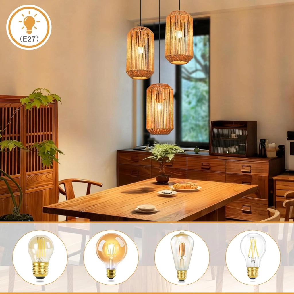 Lampada a sospensione ZMH vintage nera a 3 luci per tavolo da pranzo E27 soggiorno (lampadina non inclusa)