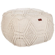 Pouf poggiapiedi moderno tessuto a mano in lana 60 x 60 x 40 cm Beige soggiorno camera da letto