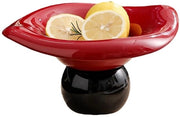 Scatola per frutta in ceramica per il bancone, 33 cm, scatola decorativa, grande scatola per frutta e verdura con foro di scarico per decorazione in cucina, contenitore per frutta e verdura, rosso nero