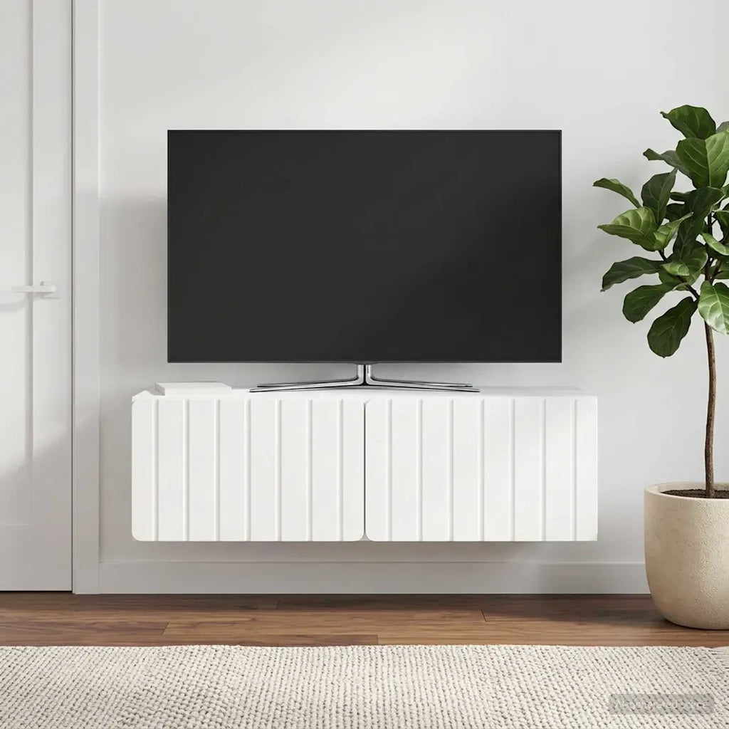 Mobile Porta TV da Muro Bianco Lucido 98 x 31 x 30 cm 898389