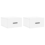 Set di 2 Comodini | Armadio da Notte | Mobiletto da notte a Muro Bianchi 35x35x20 cm
