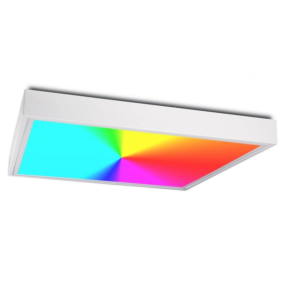 Trade Shop - Plafoniera Led 94w Luce Rgb+3000k Rgbw 24v Cromoterapia Lampada Soffitto 62x62cm -
