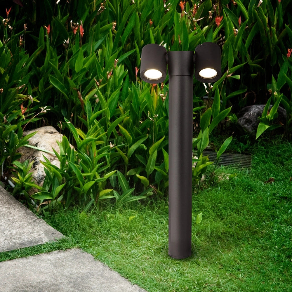 Lampione Per Esterno Moderno Alluminio Nero 2 Luci Gu10 50W Ip54