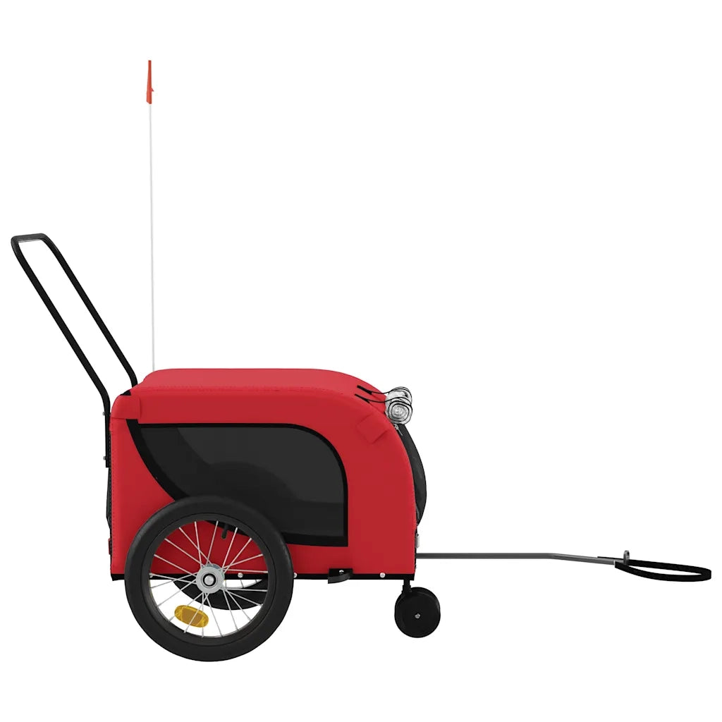 Rimorchio da Bici per Animali Rosso e Nero Oxford e Ferro CFW8759332