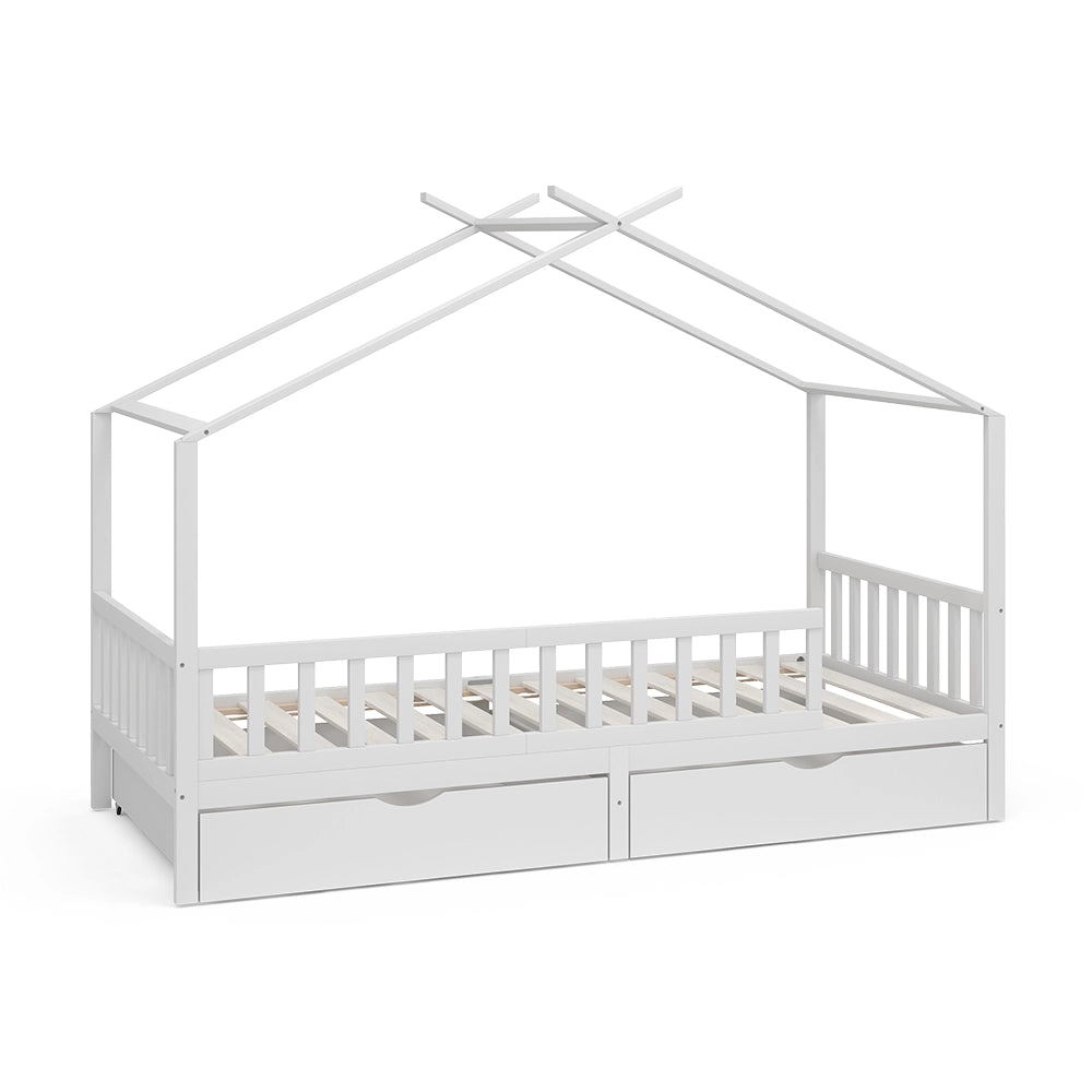 Vitalispa Letto montessori bambini Bianco 90x200 cm con 2 cassetti