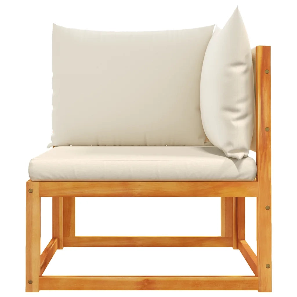 Divano da giardino angolare con cuscini in legno di acacia e corda 4008164