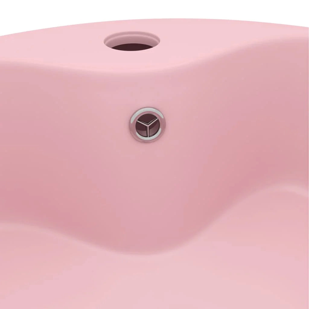 Lavabo di lusso con troppopieno lavabo da appoggio lavabo da bagno stanza da trucco casa 36x13 cm ceramica rosa opaca 02_0002774