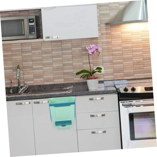 Contenitore di stoccaggio per cucina in plastica verde, opvouwbaar, con lattina per rifiuti compostabili.