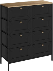 Cassettiera Belaro, Nero, 80 x 95 cm con 8 cassetti, per riporre abiti e oggetti di uso quotidiano