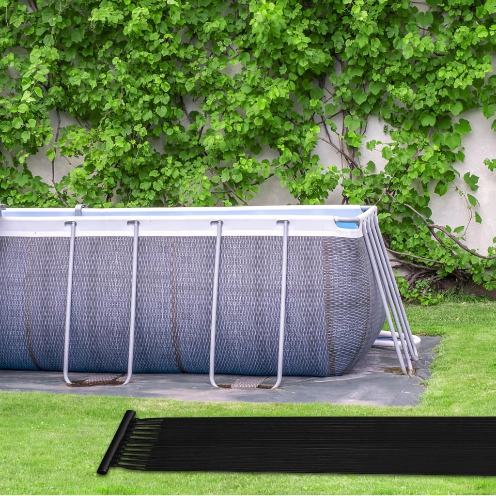 Riscaldatore Solare, Set di 2 Pannelli Solari per Piscina Fuori Terra, Materiale PE di qualità, Set di Accessori Completi, per Piscina Fino a 12000L di Acqua, Nero (5 x 0,75 m)