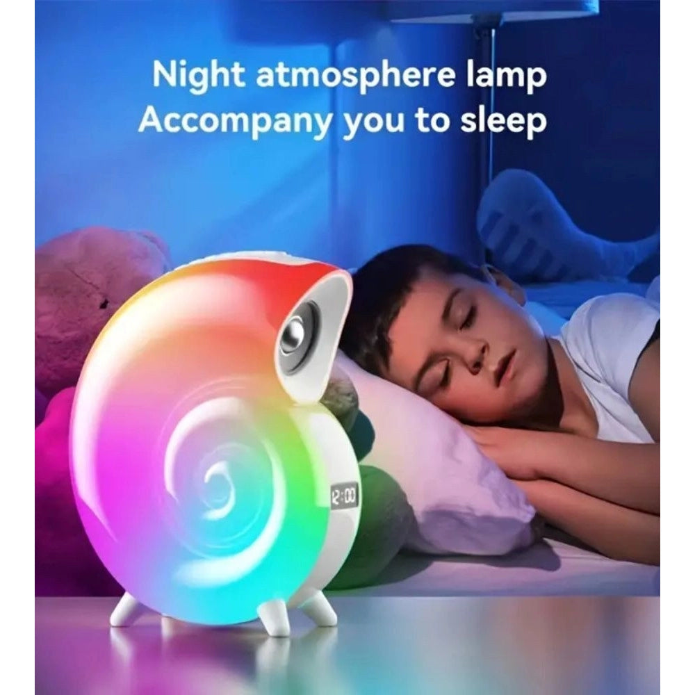Trade Shop - Cassa Speaker Bluetooth Bt Lampada Led Rgb Conchiglia Con Orologio Display Sveglia -