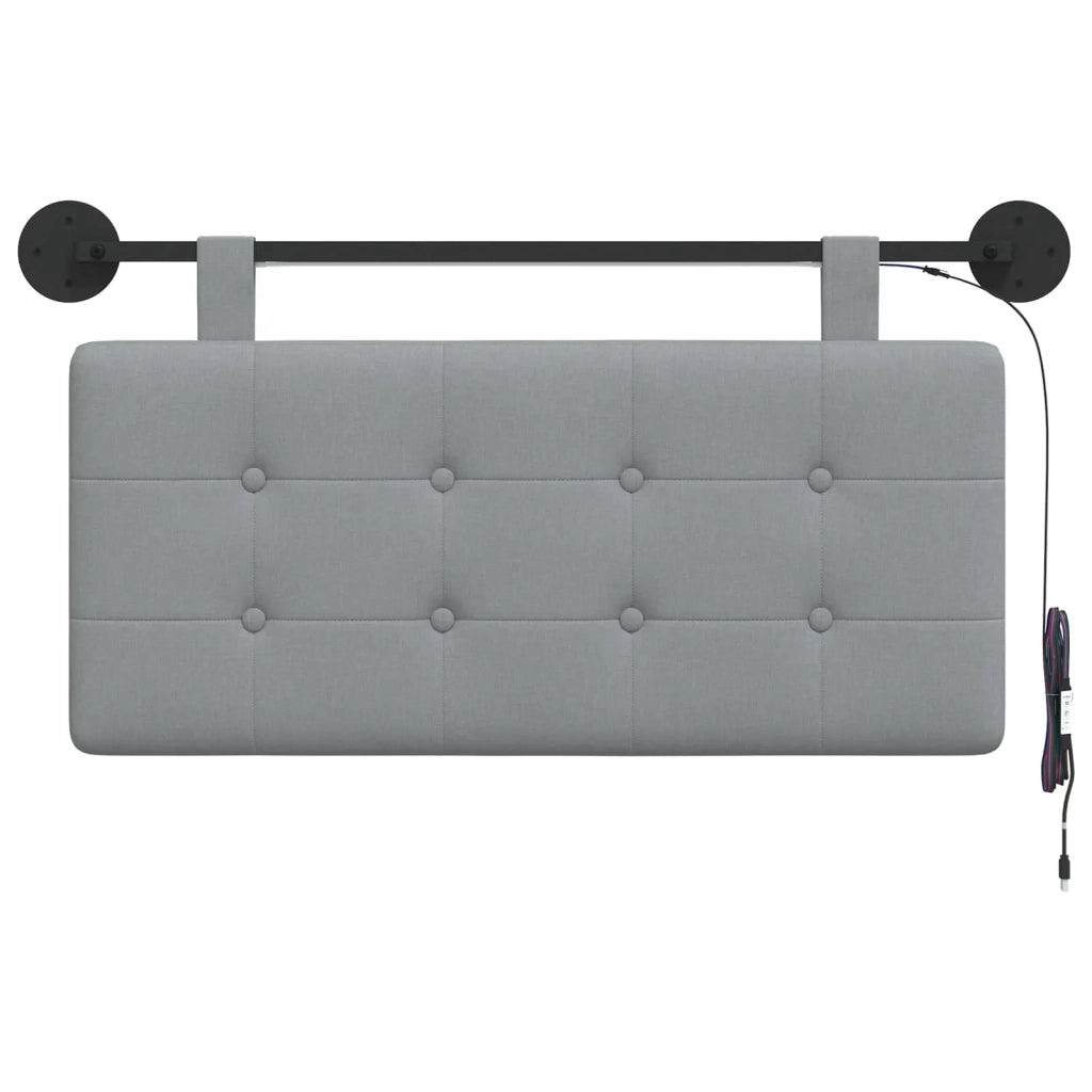 Testiera sospesa Con luce LED Grigio Chiaro Tessuto