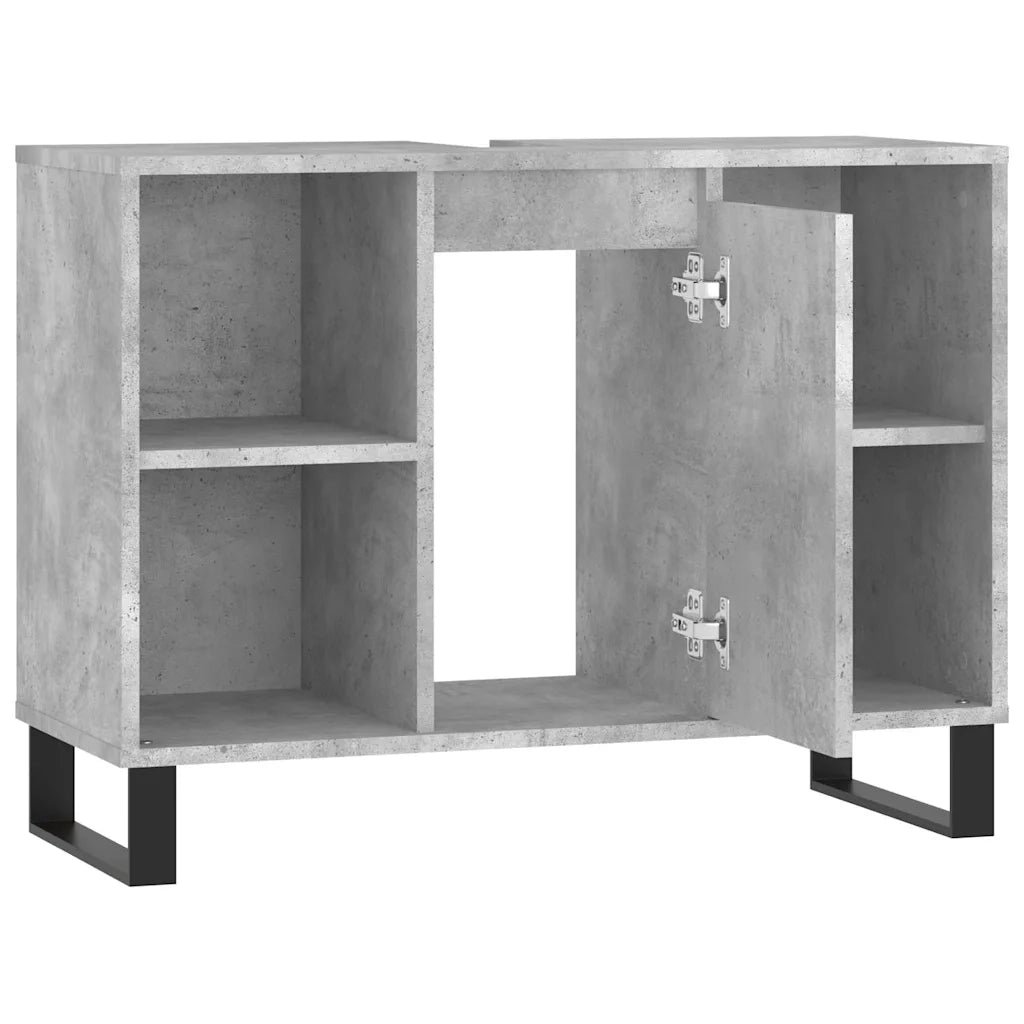 Armadietto da Bagno Grigio Cemento 80x33x60cm Legno Multistrato 831640