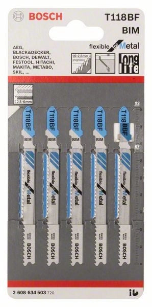 2608634503 - Set 5 lame per seghetto alternativo T 118 BF Flexible for Metal