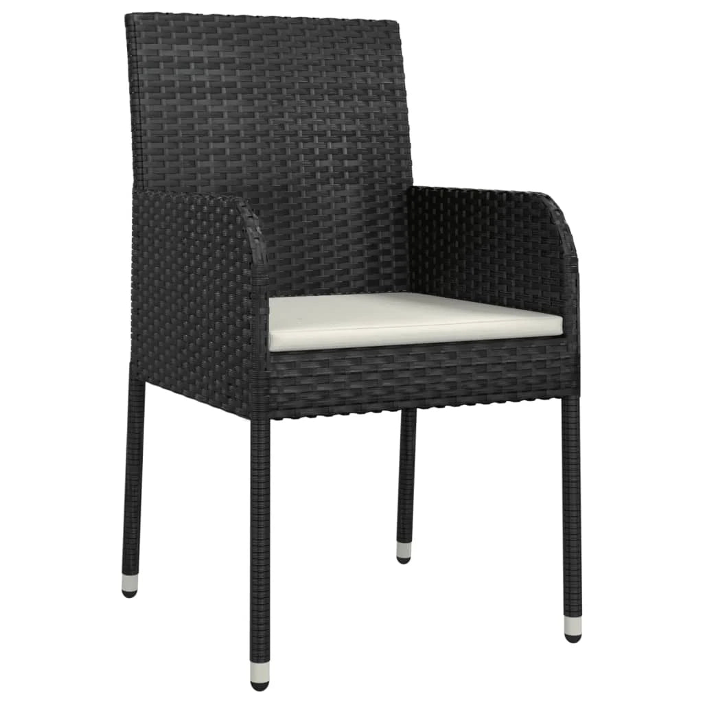Set da pranzo da giardino da 9 pezzi e cuscini resina intrecciata nera 02_0014832