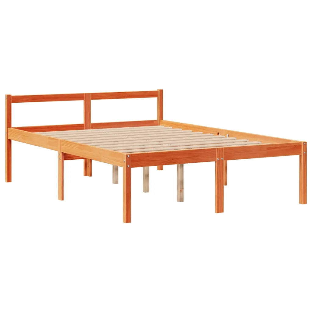 vidaXL Letto Libreria senza Materasso Marrone Cera 140x200 cm in Pino