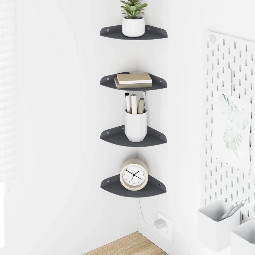 Mensola sospesa con lo scaffale 4 pcs Antracite 15 x 15 x 2 cm
