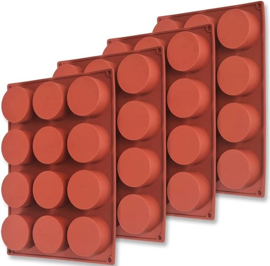 Set di 4 cilindri rotondi in silicone per cakepops e cioccolato con 12 aperture - Adatto per sapone, bombe da bagno e cheesecake. Realizzato con materiale di alta qualità.