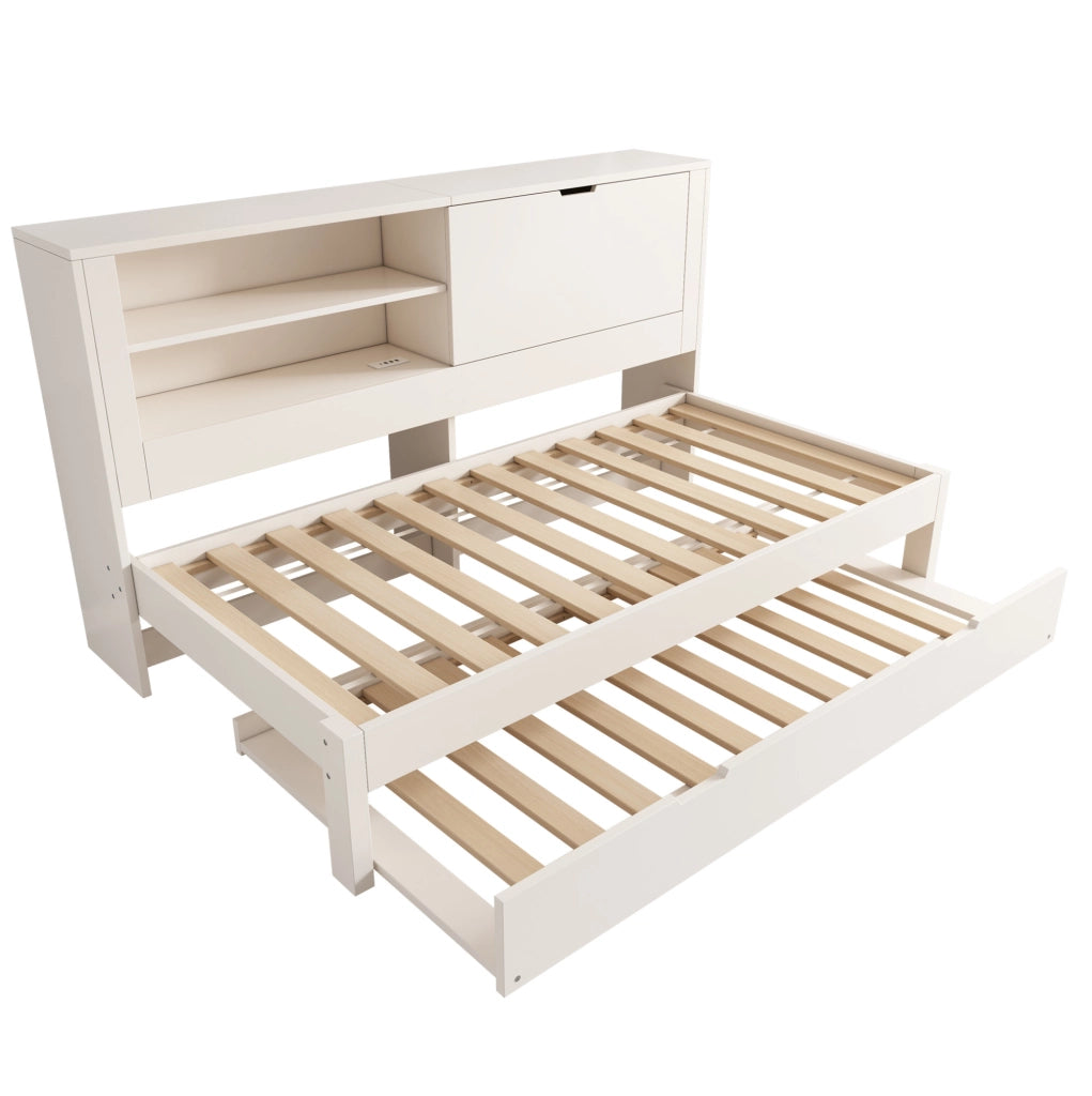 Sofabed con letto estraibile e contenitore; 90x200 cm; bianco