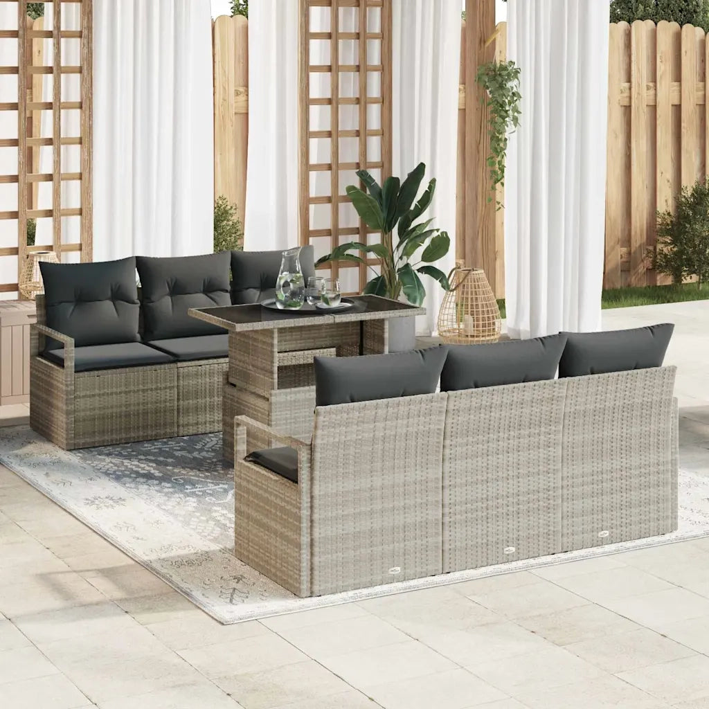 Set Divano da Giardino 7 pcs Grigio chiaro polyrattan 3348748