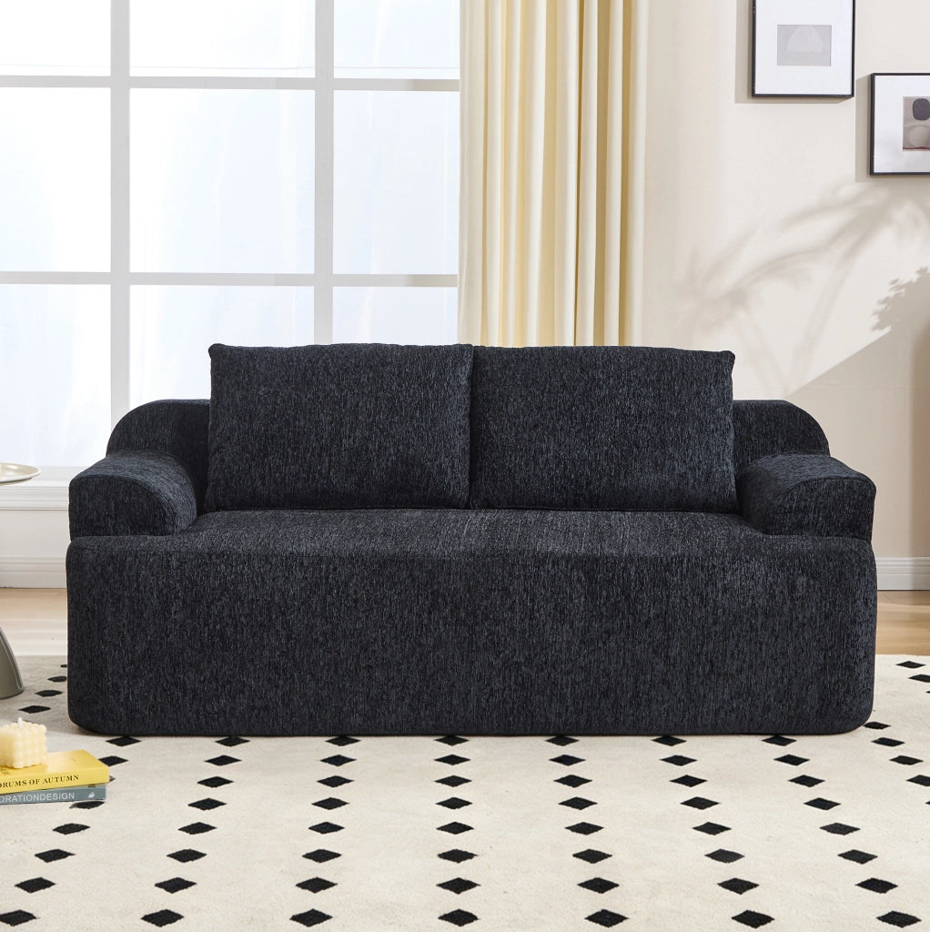 Divano letto modulare in tessuto con 2 cuscini, nero, 68 x 45,5 x 68 cm
