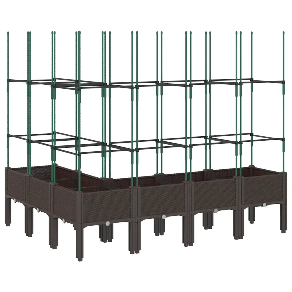 Fioriera | Cassetta per fiori | Vaso Giardino con Graticcio Marrone 160x120x142,5 cm in PP