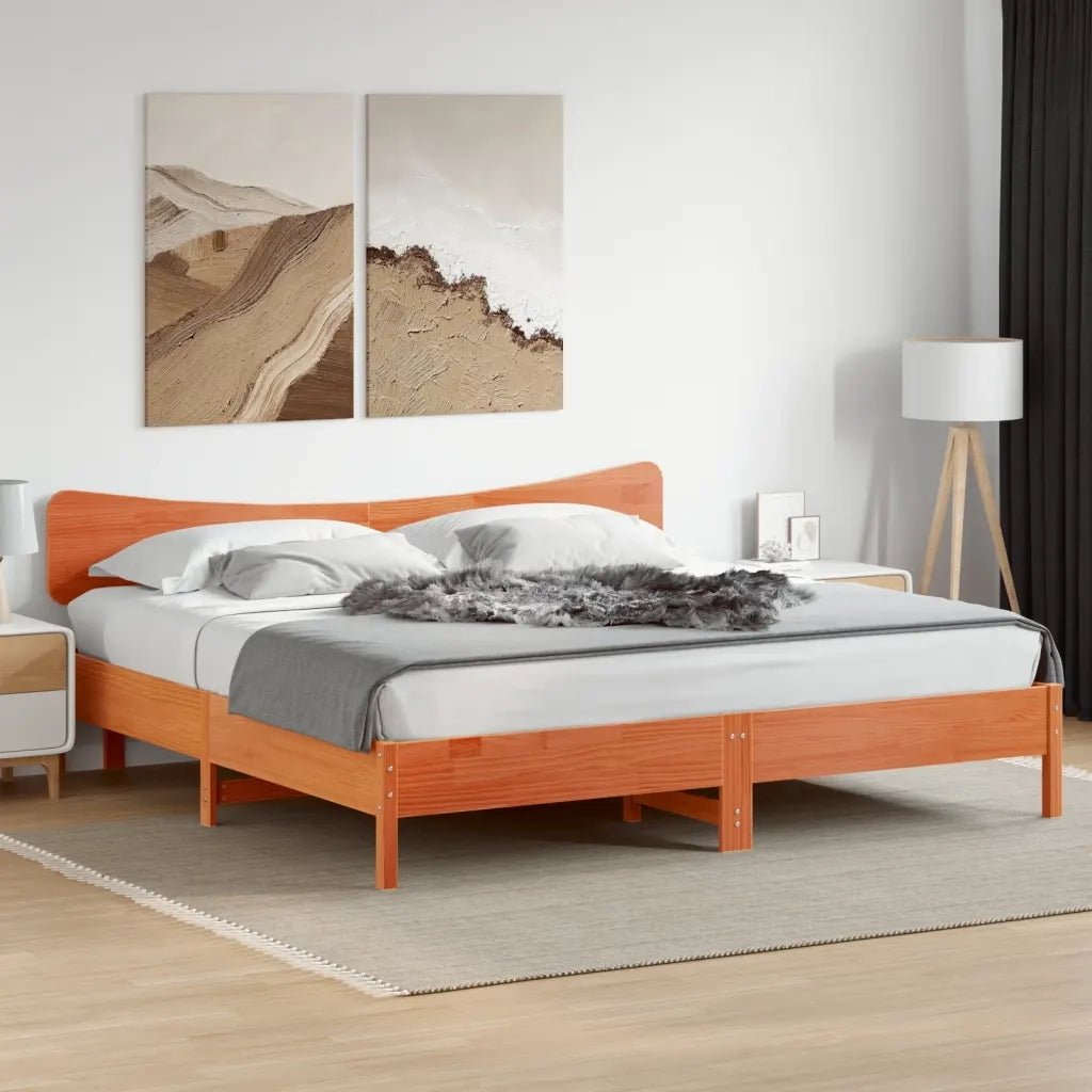 Testiera Marrone Cera 200 cm in Legno Massello di Pinocod mxl 112362