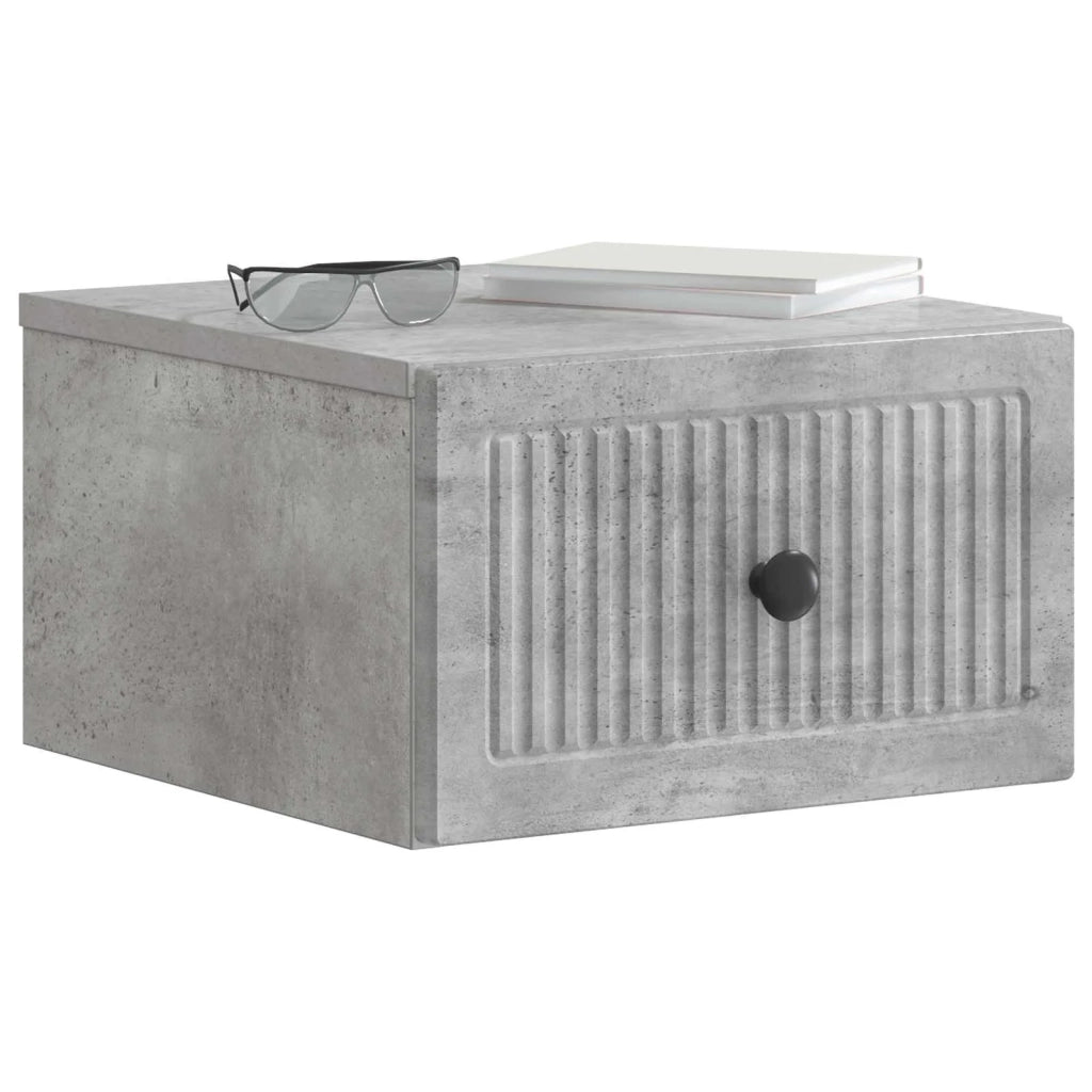 Mobiletto da notte a muro con cassetto 2 pcs Grigio Cemento 897922