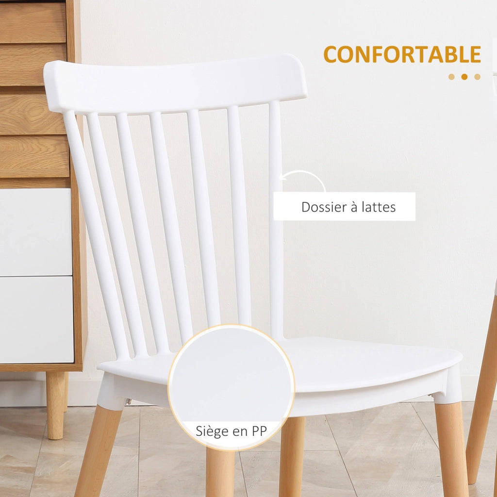 Set 4 Sedie Scandinave Schienale Alto ¨C Xylo ¨C Polipropilene Bianco Gambe Legno Hevea