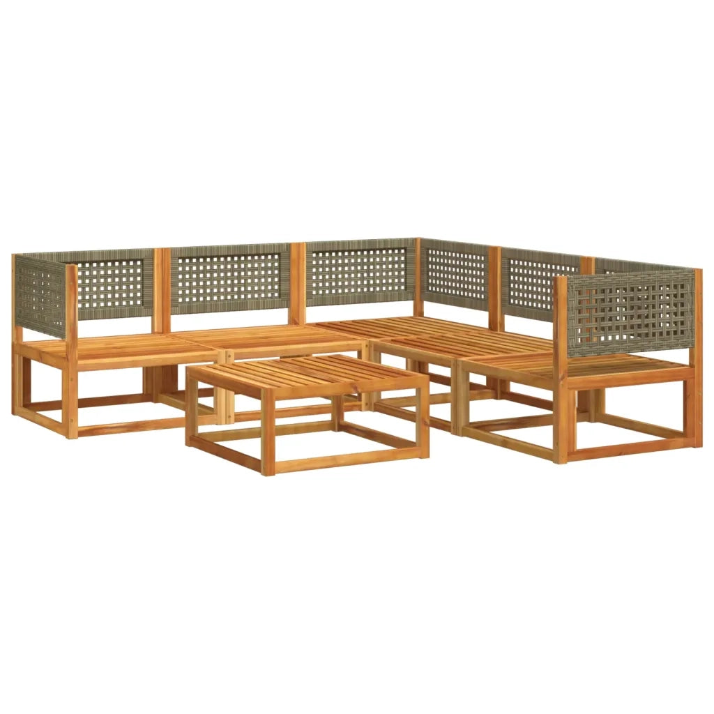 Set di divani da giardino 6 pezzi con cuscini in legno di acacia e rattan