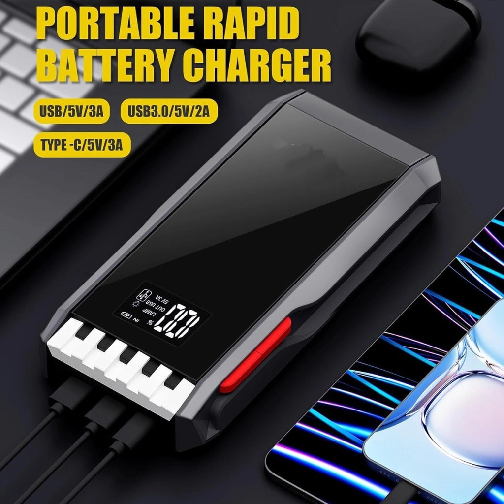 AVVIATORE EMERGENZA AUTO 12000MAH BOOSTER 1500A POWER BANK TORCIA LED USB-C