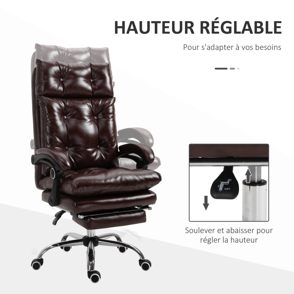 Sedia da ufficio ergonomica ¨C Minimal ¨C marrone, regolabile in altezza, schienale inclinabile, poggiapiedi retrattile