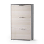 Scarpiera salvaspazio con tre ante a ribalta in legno larice /  tessuto H 112 cm