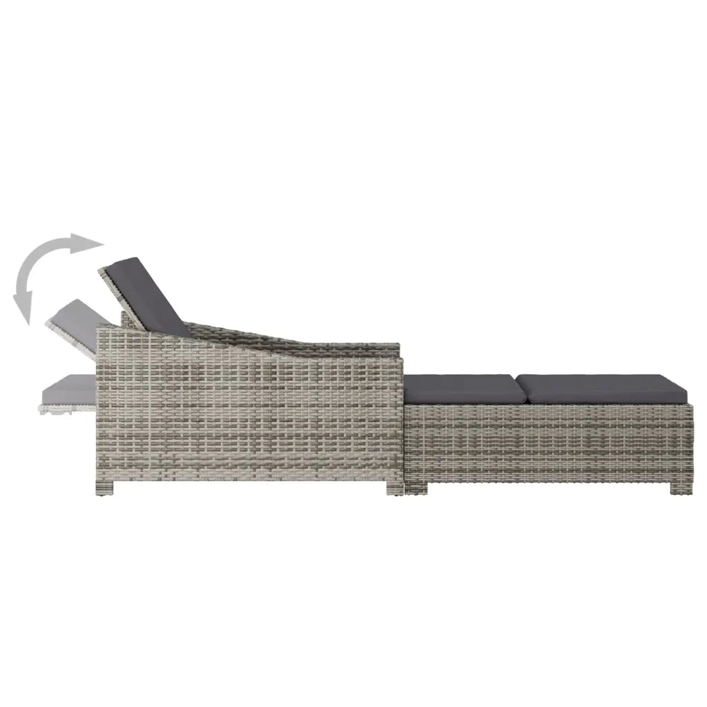 Lettino Prendisole con Cuscino Grigio Scuro Polyrattan Grigio cod mxl 23228