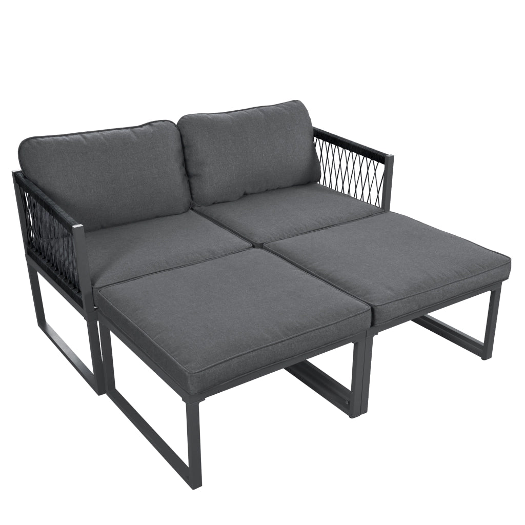 Set Divano da Giardino con Poggiapiedi ¨C MINIMAL ¨C Polyrattan, Modulare