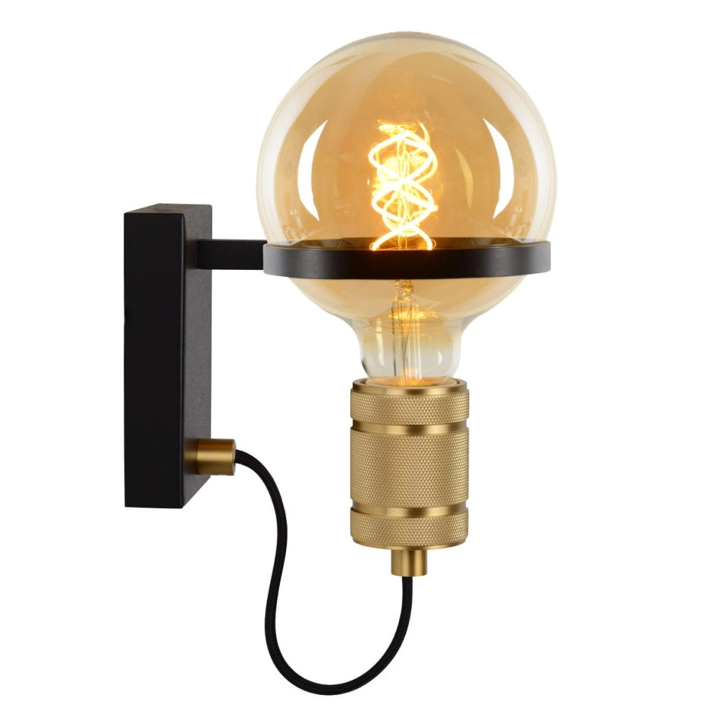 Applique Lucide Ottelien E27 60W nero ottone acciaio