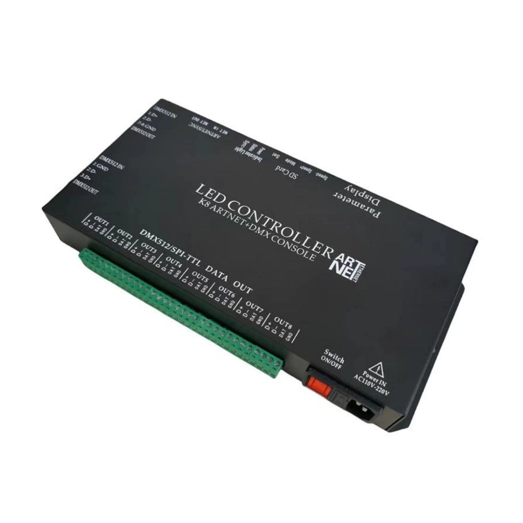 Centralina Controller ARTNET+DMX K8 Console LED Pixel, Online/Offline, 8 Canali, Supporta Madrix Resolume Arkaos, Compatibile SPI TTL DMX512, 220V