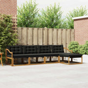 Set di divani da esterno con cuscino 5 pcs Naturale e Nero