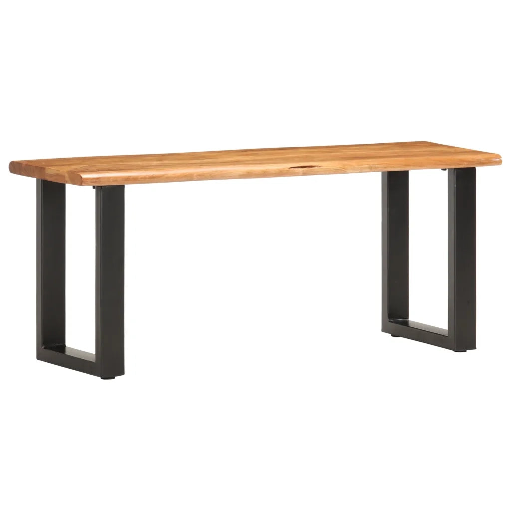 Panca con Bordi Vivi-Sgabello 110 cm in Legno Massello Acacia e Acciaio