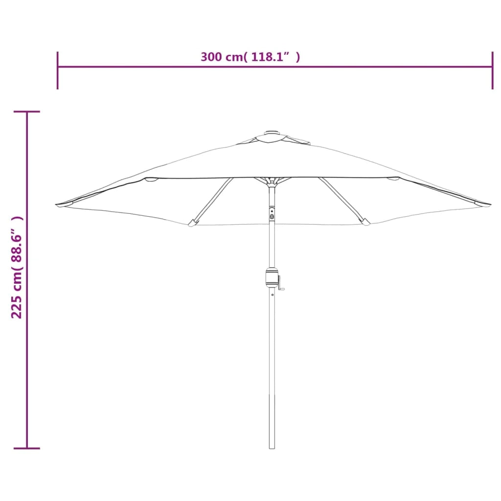 Ombrellone da esterno con LED e palo in acciaio nero da 300 cm 02_0008176