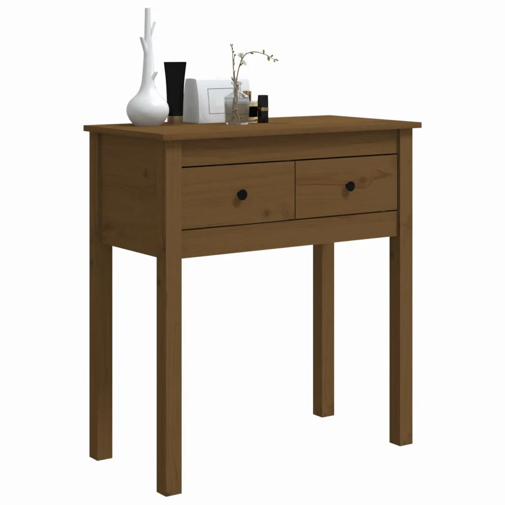 Tavolo Consolle Marrone Ambra 70x35x75cm Legno Massello di Pino 814612
