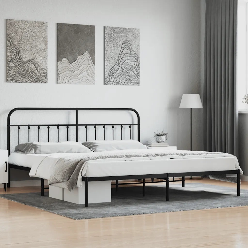 Giroletto con Testiera-Struttura Letto con testiera in Metallo Nero 200x200 cm 541740