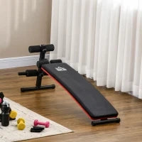 Panca per Addominali Pieghevole e Regolabile con Schienale Imbottito, 47x139x51-69cm, Nero e Rosso