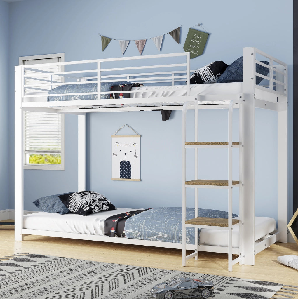 Letto a castello in metallo e MDF bianco noce 90 x 200 cm