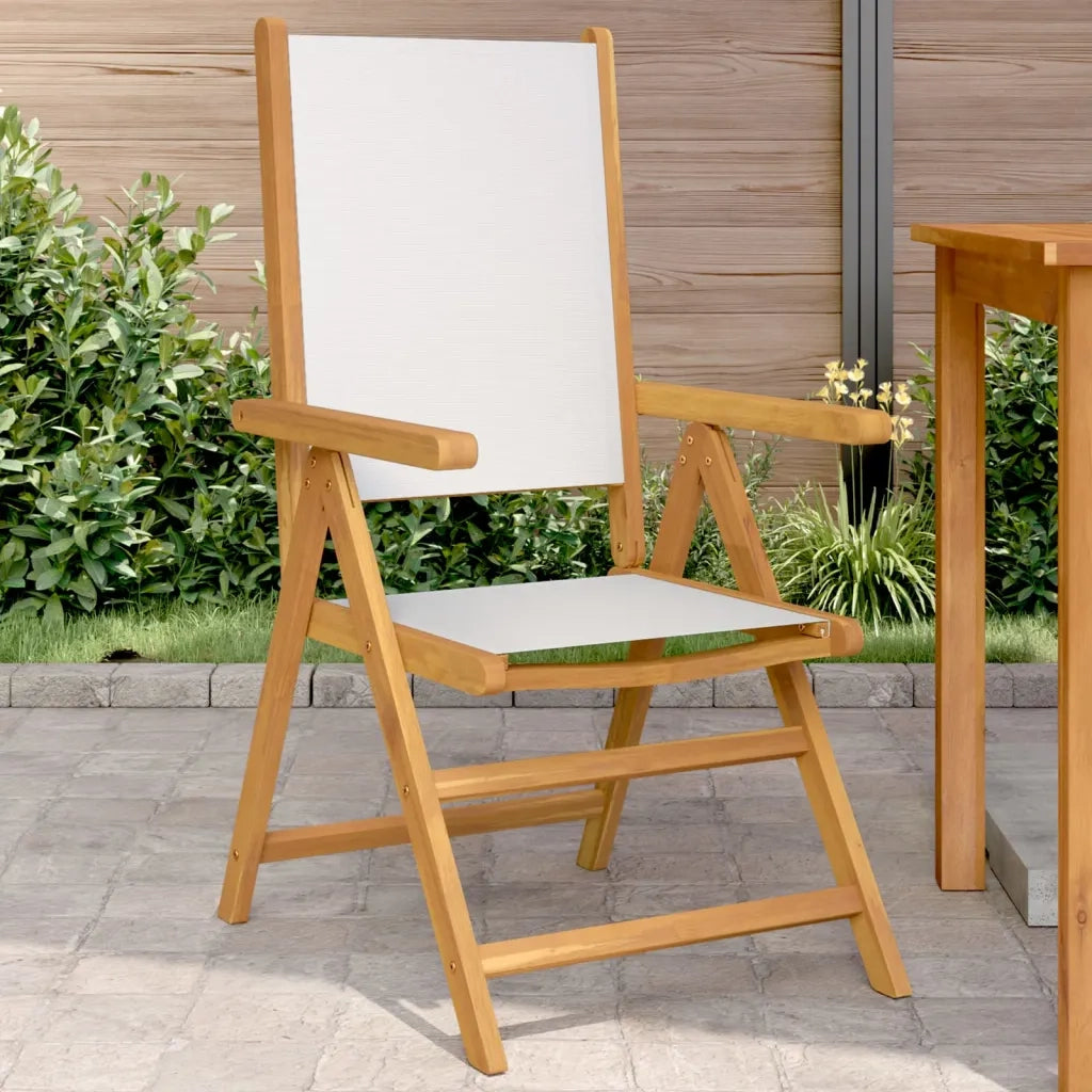 Sedie Giardino 2 pz | Sedie da Esterno Bianco Crema Legno Massello Acacia e Tessuto