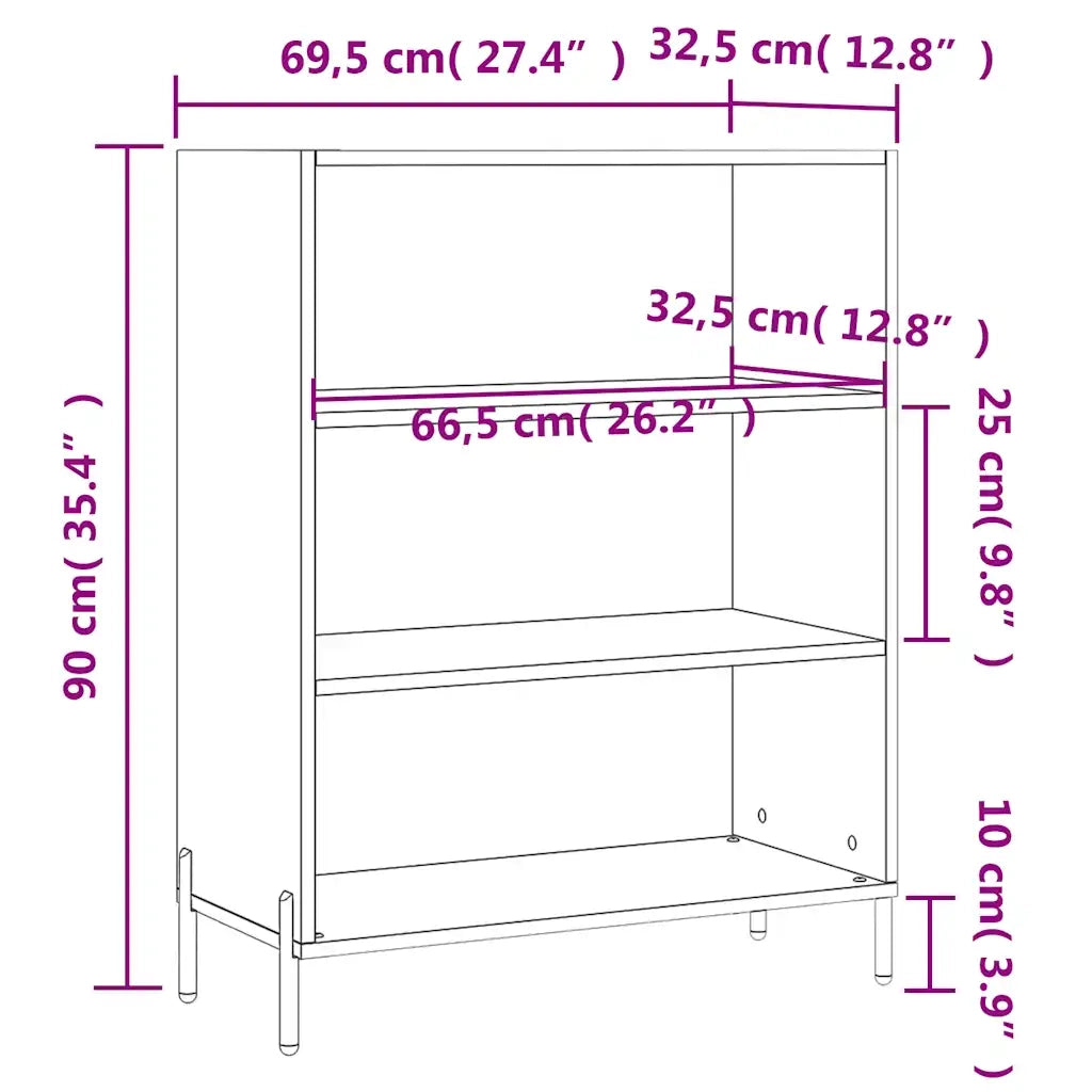 Scaffale Nero 69,5x32,5x90 cm in Legno Multistrato CFW8103613