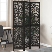 vidaXL Divisorio Ambienti 3 Pannelli Nero Legno Massello di Paulownia