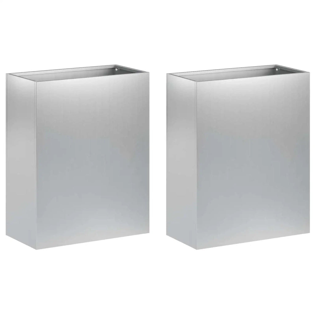 Vaso da giardino 2 pz Argento 40 x 20 x 40 cm Acciaio zincato 8005411